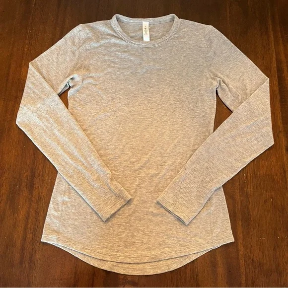 Lululemon Women’s Hold Tight Ribbed Heather Gray Stretch Long Sleeve Shirt Sz 6 - Picture 1 of 6